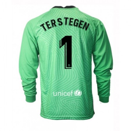 Billiga Fotbollströjor FC Barcelona Ter Stegen 1 Målvakt tröja 2020/21 M001 Långärmad